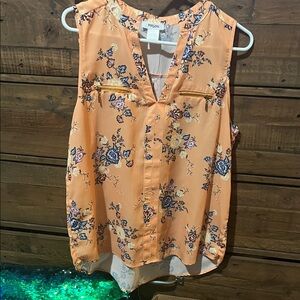 Persaya Apricot Floral V-Neck Blouse